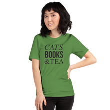 Leaf / S Cats Books Tea (Cat lover) Funny Unisex T-Shirt by Design Express