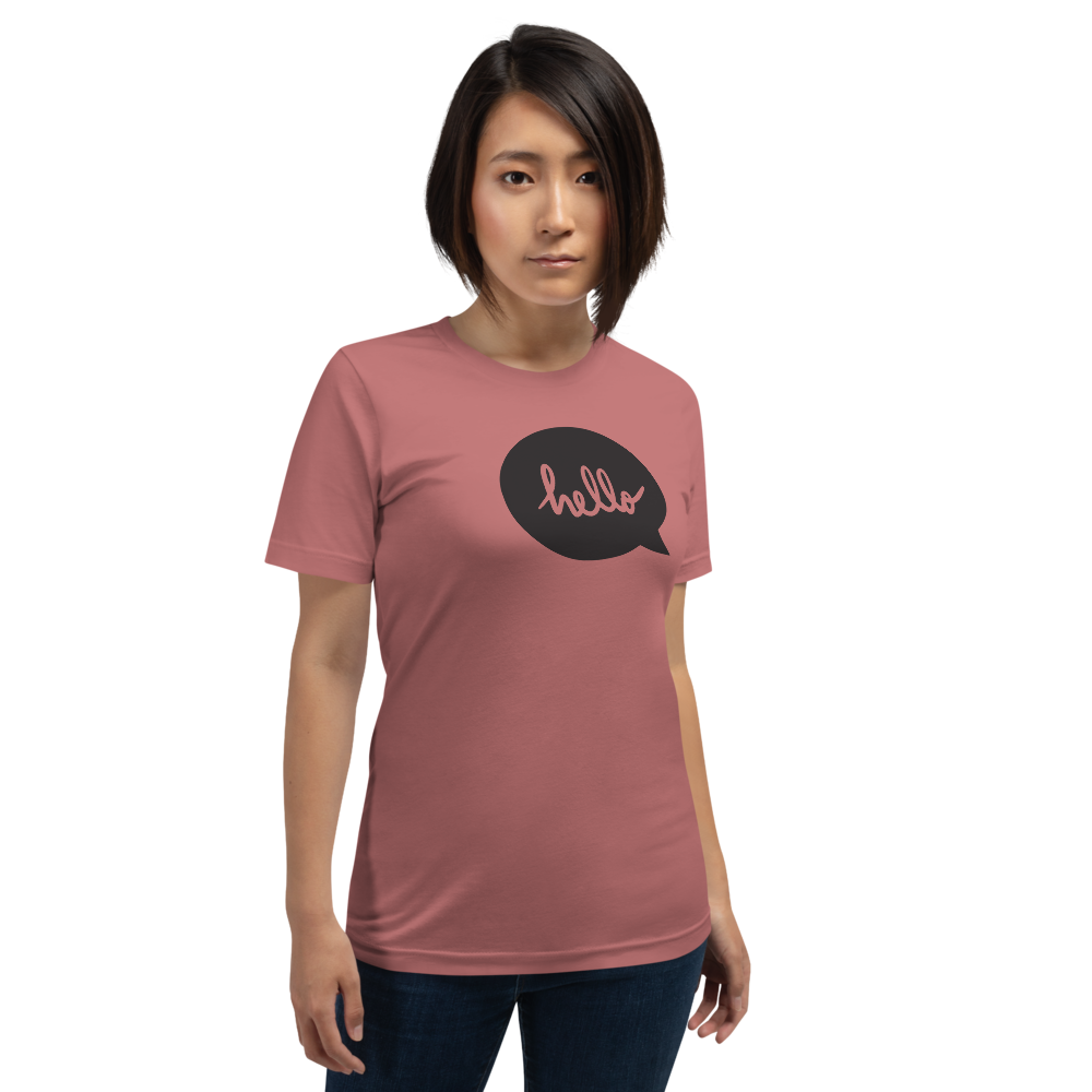 Mauve / S Hello Unisex T-Shirt by Design Express