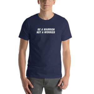 Navy / XS Be A Warrior Not A Worrier Funny T-Shirt by Design Express