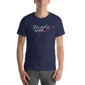 Navy / XS Made With Love (Funny) Unisex T-Shirt by Design Express