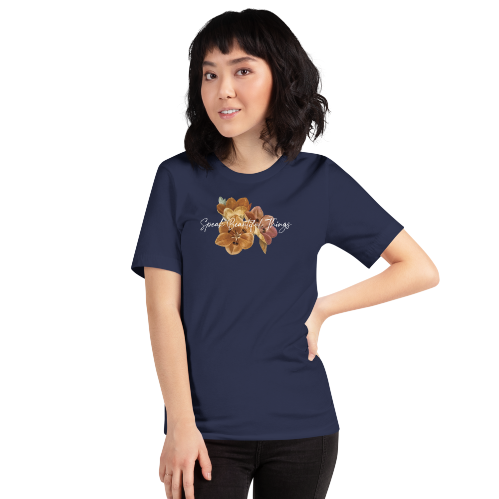 Navy / XS Speak Beautiful Things Short-Sleeve Unisex T-Shirt by Design Express