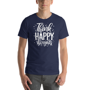 Navy / XS Think Happy Thoughts Short-Sleeve Unisex T-Shirt by Design Express