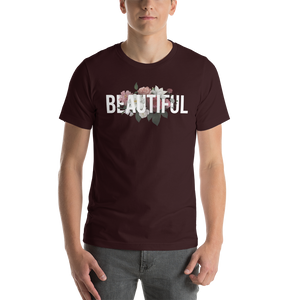 Oxblood Black / S Beautiful Flower Short-Sleeve Unisex Dark T-Shirt by Design Express