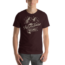 Oxblood Black / S The Adventure Begins Unisex T-Shirt by Design Express