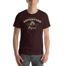 Oxblood Black / S Travel More Adventure Begins Unisex T-Shirt by Design Express