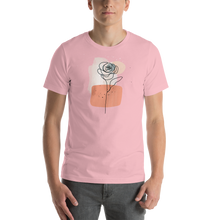 Pink / S Soft Flower Line Short-Sleeve Unisex T-Shirt by Design Express