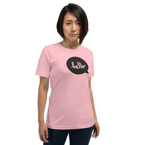 Pink / S Hello Unisex T-Shirt by Design Express