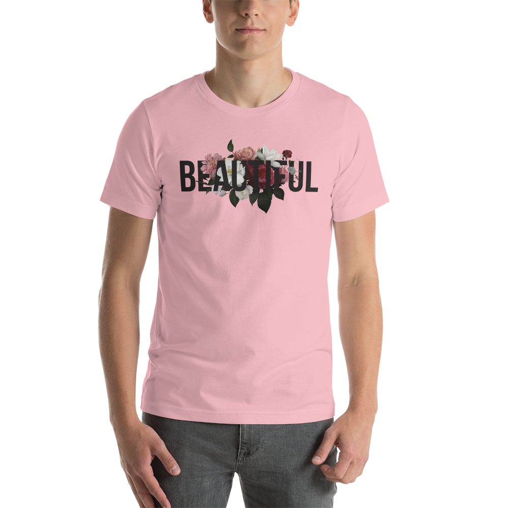 Pink / S Beautiful Flower Short-Sleeve Unisex Light T-Shirt by Design Express