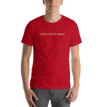 Red / S United States Of America Eagle Illustration Gold Reverse Backside Short-Sleeve Unisex T-Shirt by Design Express