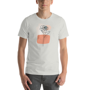 Silver / S Soft Flower Line Short-Sleeve Unisex T-Shirt by Design Express