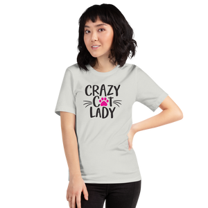 Silver / S Crazy Cat Lady (Cat lover) Funny Light T-Shirt by Design Express