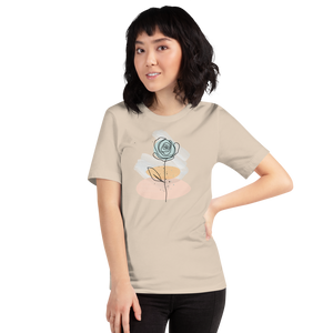 Soft Cream / S Pasty Flower Line Short-Sleeve Unisex T-Shirt by Design Express