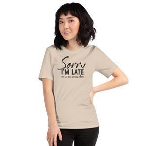 Soft Cream / S Sorry I'm Late Funny Light T-Shirt by Design Express