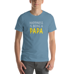 Steel Blue / S Happiness is being a Papa Funny T-Shirt by Design Express