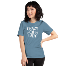 Steel Blue / S Crazy Cat Lady (Cat lover) Funny Light T-Shirt by Design Express