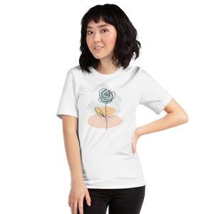 White / XS Pasty Flower Line Short-Sleeve Unisex T-Shirt by Design Express