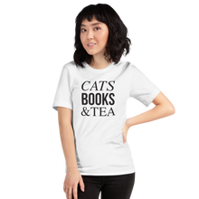 White / XS Cats Books Tea (Cat lover) Funny Unisex T-Shirt by Design Express