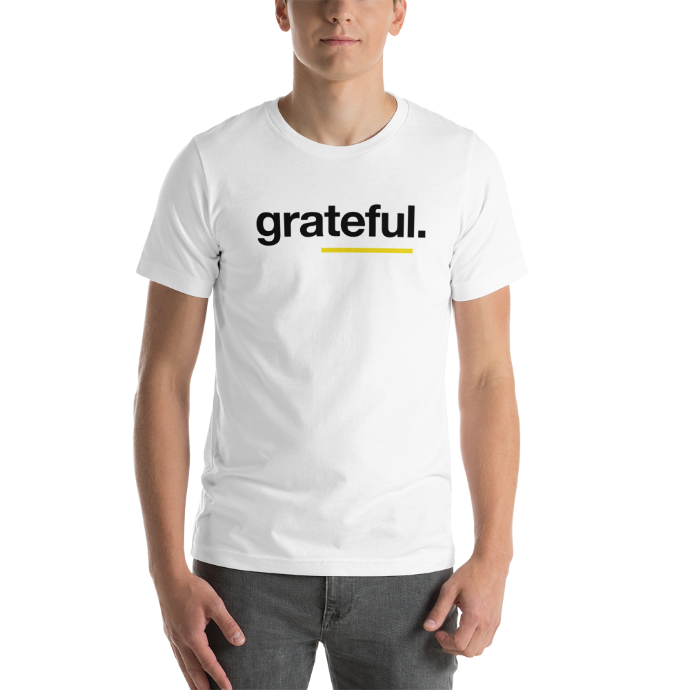 XS Grateful (Sans) Short-Sleeve Unisex White T-Shirt by Design Express