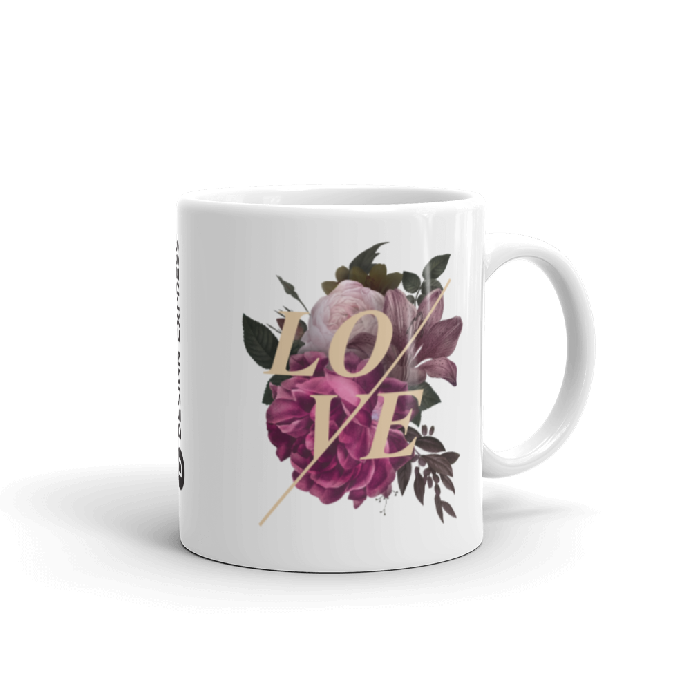 Default Title Love Flower White Glossy Mug by Design Express